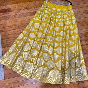 Yellow and gold lehenga skirt with matching dupatta